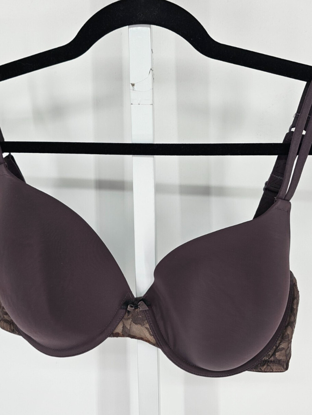 DKNY Womens Sz 36D Classic T Shirt Bra Lightly Padded Dark Brown